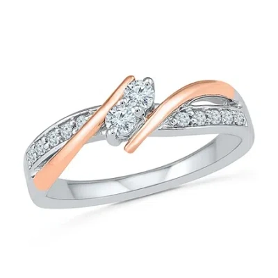 Fine Jewelry Womens 1/4 Ct. T.w. Natural White Diamond 10k Gold Bypass Cocktail Ring In Transparent