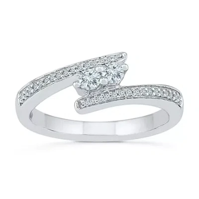 Fine Jewelry Womens 1/4 Ct. T.w. Natural White Diamond 10k Gold Cocktail Ring