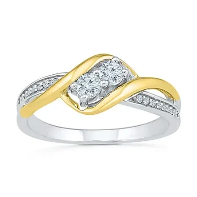 Fine Jewelry Womens 1/4 Ct. T.w. Natural White Diamond 10k Gold Cocktail Ring In Transparent