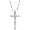 Fine Jewelry Womens 1/4 Ct. T.w. Natural White Diamond 10k Gold Cross 18 Inch Pendant Necklace In Transparent