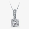 Fine Jewelry Womens 1/4 Ct. T.w. Natural White Diamond 10k White Gold Round 18 Inch Pendant Necklace In White