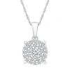 Fine Jewelry Womens 1/4 Ct. T.w. Natural White Diamond 10k White Gold Round 18 Inch Pendant Necklace In Transparent