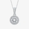 Fine Jewelry Womens 1/4 Ct. T.w. Natural White Diamond 10k White Gold Round 18 Inch Pendant Necklace In Transparent