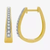 Fine Jewelry Womens 1/4 Ct. T.w. Natural White Diamond 14k Gold Over Silver 19.6mm Hoop Earrings In Transparent