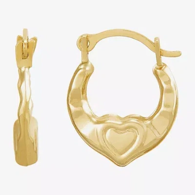 Fine Jewelry Womens 14k Gold 12.3mm Heart Hoop Earrings In Transparent