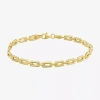 Fine Jewelry Womens 14k Gold 7.25 Inch Semisolid Link Chain Bracelet In Yellow