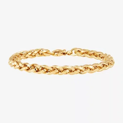 Fine Jewelry Womens 14k Gold 7.5 Inch Hollow Wheat Chain Bracelet