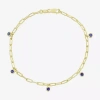 Fine Jewelry Womens 14k Gold Over Silver 7.25 Inch Solid Chain Bracelet In Blue