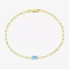 Fine Jewelry Womens 14k Gold Over Silver 7.25 Inch Solid Chain Bracelet In Blue