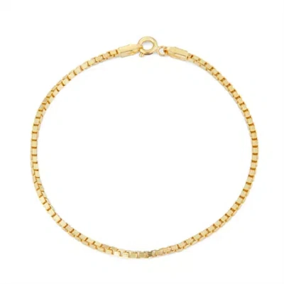 Fine Jewelry Womens 14k Gold Over Silver 7.5 Inch Solid Box Chain Bracelet In Transparent