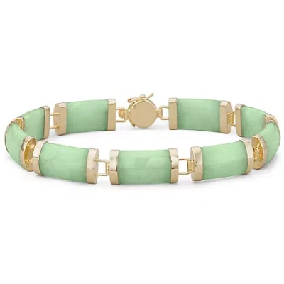 Fine Jewelry Womens 14k Gold Over Silver Solid 7.5 Inch Link Bracelet In Green
