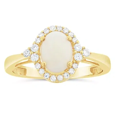 Fine Jewelry Womens 1/5 Ct. Genuine White Opal 10k Gold Cocktail Ring In Transparent