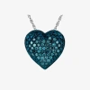 Fine Jewelry Womens 1/5 Ct. Natural Blue Diamond Sterling Silver Heart 18 Inch Pendant Necklace In Transparent