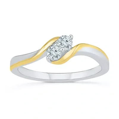 Fine Jewelry Womens 1/5 Ct. Natural White Diamond 10k Gold Cocktail Ring In Transparent