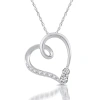Fine Jewelry Womens 1/5 Ct. Natural White Diamond 10k Gold Heart 18 Inch Pendant Necklace In Transparent