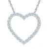 Fine Jewelry Womens 1/5 Ct. Natural White Diamond 10k Gold Heart 18 Inch Pendant Necklace In Transparent