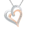 Fine Jewelry Womens 1/5 Ct. Natural White Diamond 10k Gold Over Silver Heart 18 Inch Pendant Necklace In Transparent