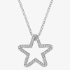 Fine Jewelry Womens 1/5 Ct. Natural White Diamond Sterling Silver Star 18 Inch Pendant Necklace In Transparent