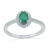 Fine Jewelry Womens 1/6 Ct. T.w. Lab Created Green Emerald Sterling Silver Cocktail Ring In Green