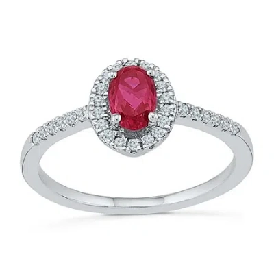 Fine Jewelry Womens 1/6 Ct. T.w. Lab Created Red Ruby Sterling Silver Cocktail Ring In Transparent
