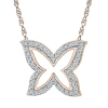 Fine Jewelry Womens 1/6 Ct. T.w. Natural White Diamond 10k Gold Butterfly 18 Inch Pendant Necklace In Transparent