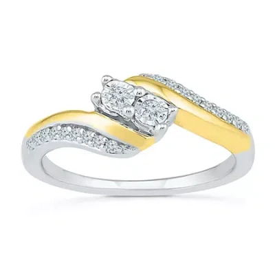 Fine Jewelry Womens 1/6 Ct. T.w. Natural White Diamond 10k Gold Cocktail Ring In Transparent