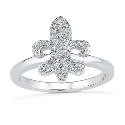 Fine Jewelry Womens 1/6 Ct. T.w. Natural White Diamond Sterling Silver Cocktail Ring In Transparent