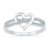 Fine Jewelry Womens 1/6 Ct. T.w. Natural White Diamond Sterling Silver Heart Cocktail Ring In Transparent