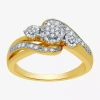 Fine Jewelry Womens 1/7 Ct. T.w. Natural White Diamond Cluster Halo Cocktail Ring In Sterling Silver Or 14k Gold  In Multi