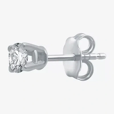 Fine Jewelry Womens 1/8 Ct. Natural White Diamond 10k Gold 3.2mm Round Single Earring