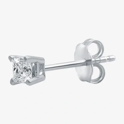 Fine Jewelry Womens 1/8 Ct. Natural White Diamond 10k White Gold 2.9mm Single Earring In Transparent