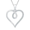 Fine Jewelry Womens 1/8 Ct. T.w. Natural White Diamond 10k Gold Heart 18 Inch Pendant Necklace In Transparent