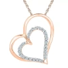 Fine Jewelry Womens 1/8 Ct. T.w. Natural White Diamond 10k Gold Heart 18 Inch Pendant Necklace In Transparent