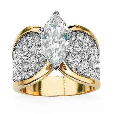 Fine Jewelry Womens 2 1/2 Ct. T.w. Cubic Zirconia 14k Gold Over Brass Cocktail Ring