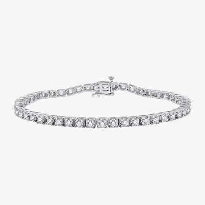 Fine Jewelry Womens 2 Ct. T.w. Lab Grown Diamond Sterling Silver 7.5 Inch Tennis Bracelet In Transparent