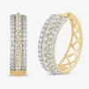 Fine Jewelry Womens 2 Ct. T.w. Lab Grown White Diamond 10k Gold 25.1mm Hoop Earrings In Transparent