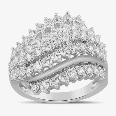 Fine Jewelry Womens 2 Ct. T.w. Lab Grown White Diamond 10k Gold Cocktail Ring