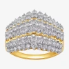 Fine Jewelry Womens 2 Ct. T.w. Lab Grown White Diamond 10k Gold Cocktail Ring In Transparent