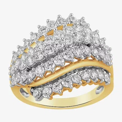 Fine Jewelry Womens 2 Ct. T.w. Lab Grown White Diamond 10k Gold Cocktail Ring In Yellow