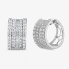 Fine Jewelry Womens 2 Ct. T.w. Lab Grown White Diamond 10k White Gold 18.1mm Hoop Earrings In Transparent