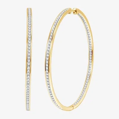 Fine Jewelry Womens 2 Ct. T.w. Lab Grown White Diamond Sterling Silver 51.3mm Hoop Earrings In Multi