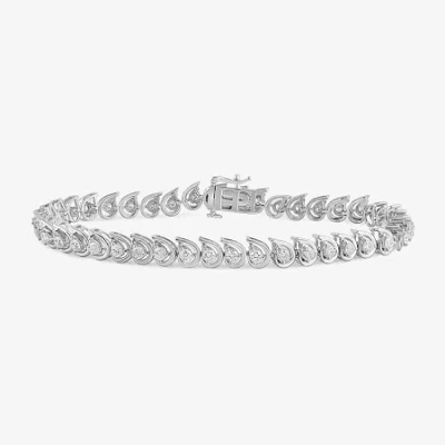 Fine Jewelry Womens 2 Ct. T.w. Lab Grown White Diamond Sterling Silver 7.25 Inch Tennis Bracelet In Transparent