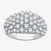 Fine Jewelry Womens 2 Ct. T.w. Lab Grown White Diamond Sterling Silver Dome Cluster Cocktail Ring In Transparent
