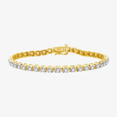 Fine Jewelry Womens 2 Ct. T.w. Natural White Diamond 10k Gold 7.5 Inch Tennis Bracelet In Transparent