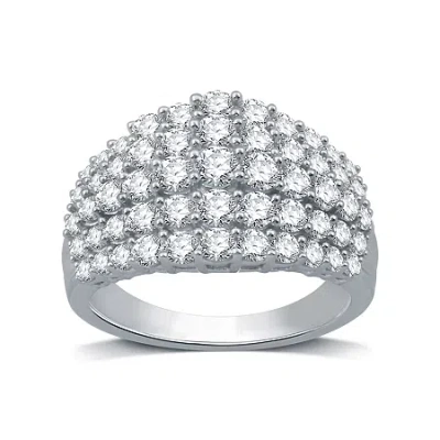 Fine Jewelry Womens 2 Ct. T.w. Natural White Diamond 10k White Gold Cocktail Ring