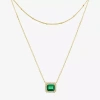 Fine Jewelry Womens 2-pc. Gemstone 14k Gold Over Silver Necklace Set In Green