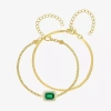 Fine Jewelry Womens 2-pc. Gemstone Gold Over Silver Bracelet Set In Green