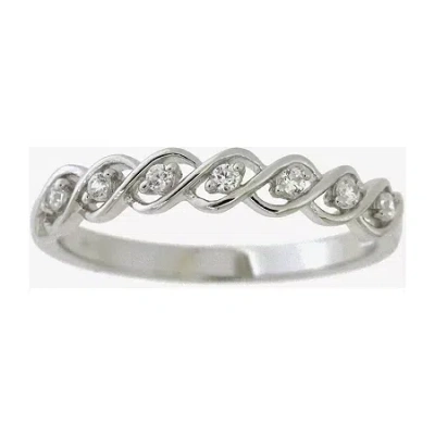 Fine Jewelry Womens 2mm 1/10 Ct. T.w. Natural White Diamond Sterling Silver Band In Transparent