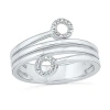 Fine Jewelry Womens 2mm Diamond Accent Natural White Diamond 10k Gold Circle Bypass Band In White