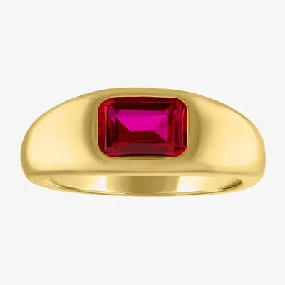 Fine Jewelry Womens 2mm Lab Created Red Ruby 14k Gold Over Silver Band